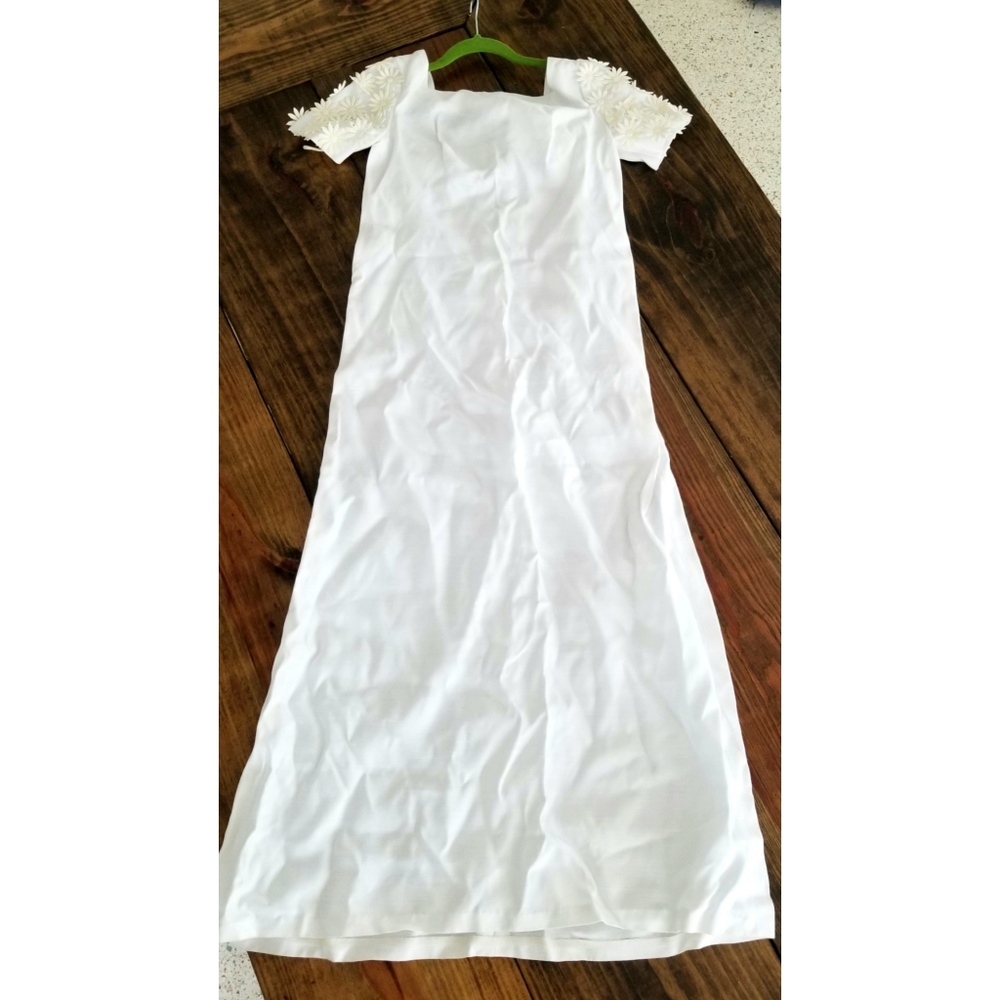 Vintage 60s Wedding Daisy Linen Dress
